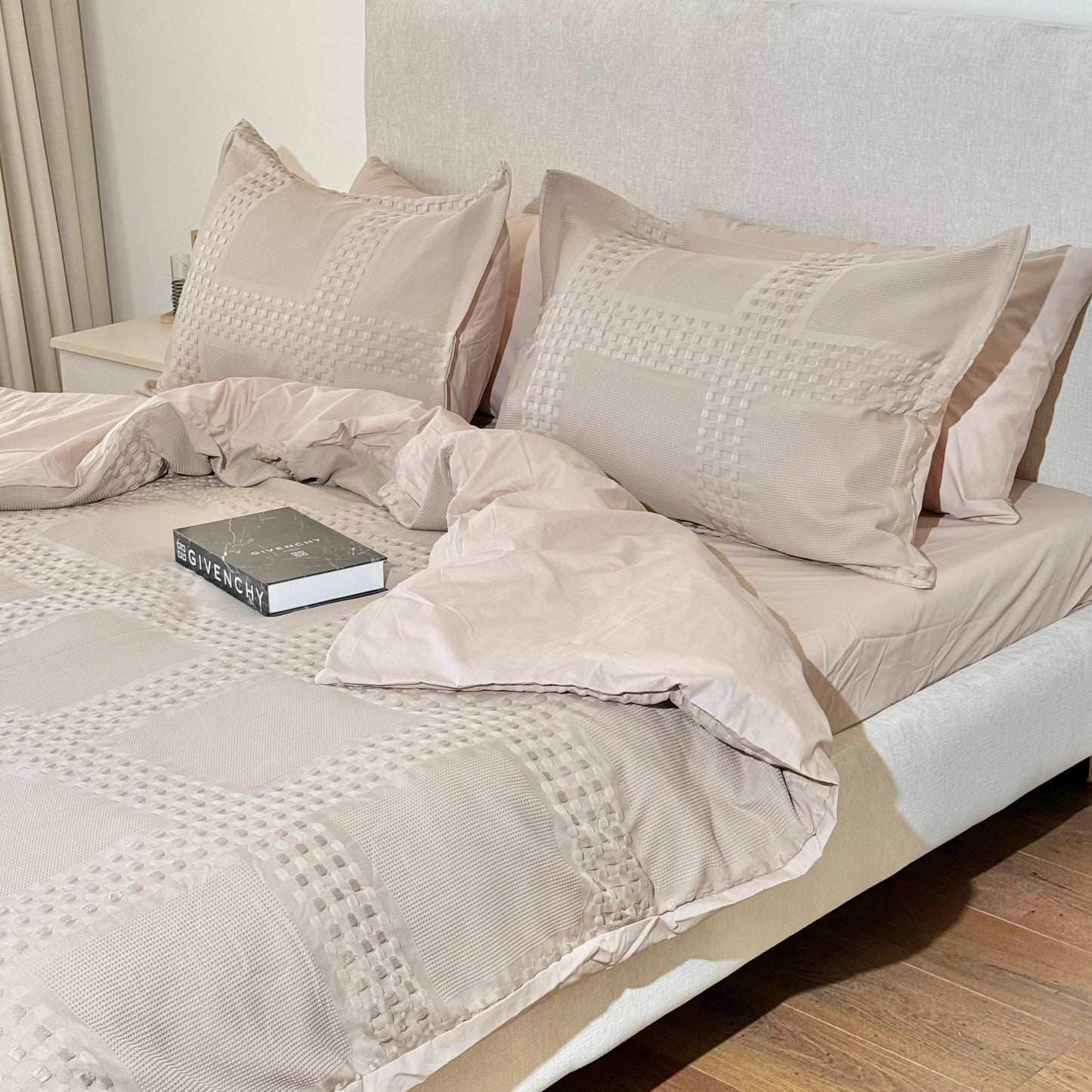 YUFO 100% COTTON PIKE BED SET LUXURY BEIGE