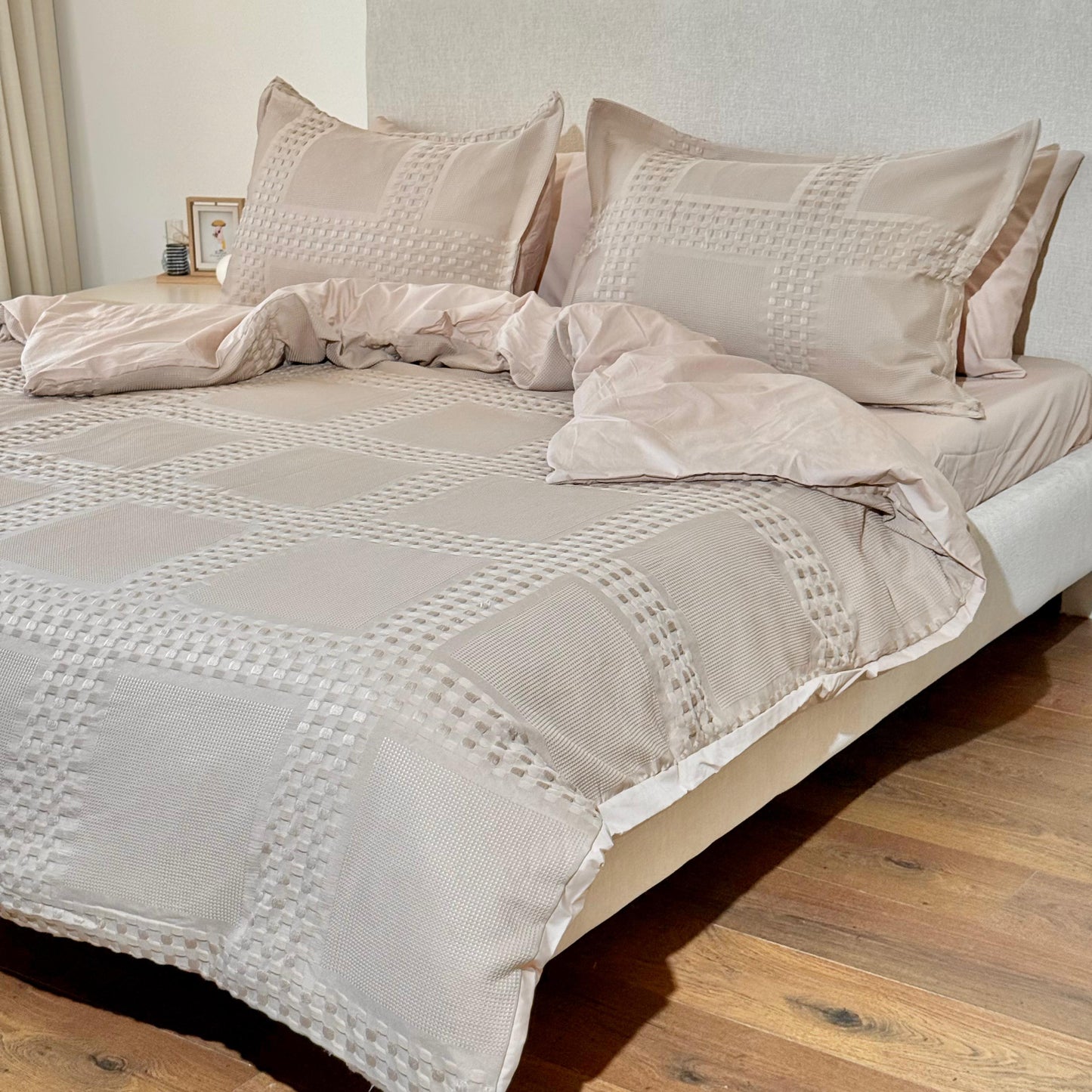 YUFO 100% COTTON PIKE BED SET LUXURY BEIGE