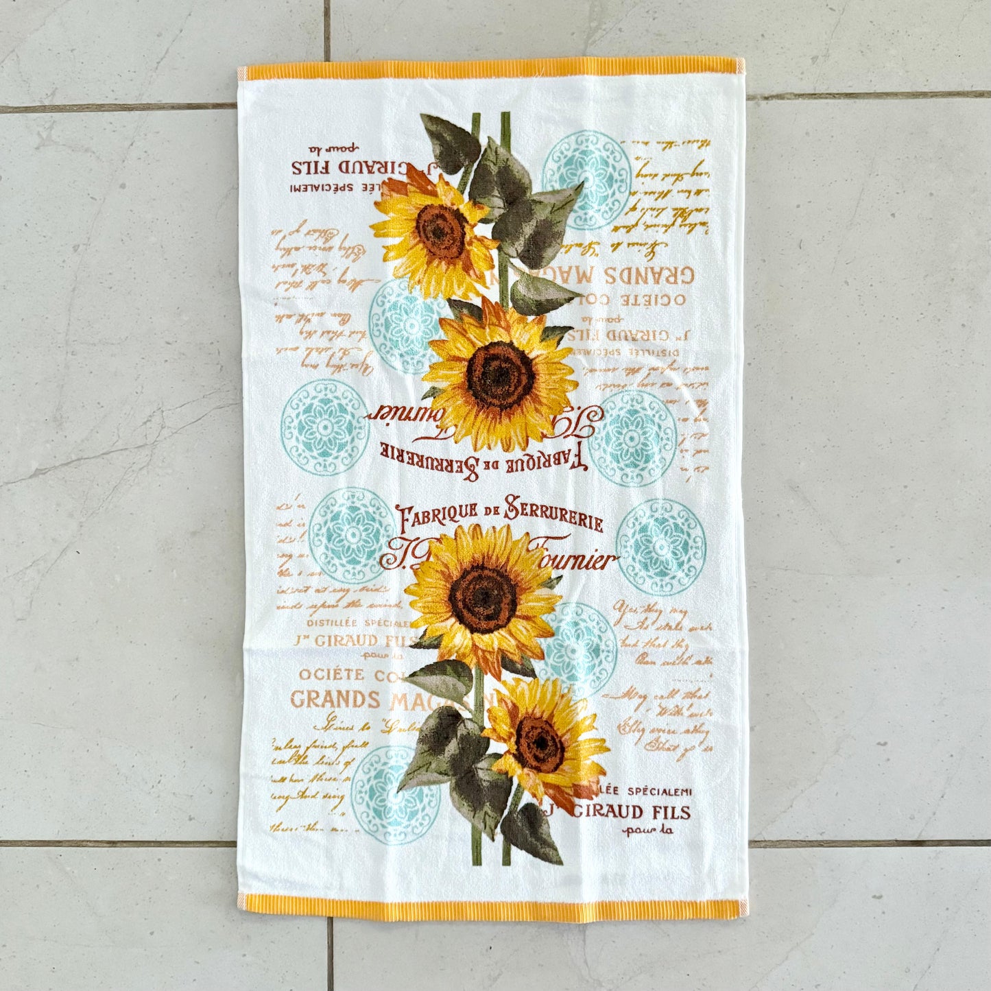 CANNON 100% COTTON TOWEL KITCHEN VELOUR SET 6 PIECES SUNFLOWER
