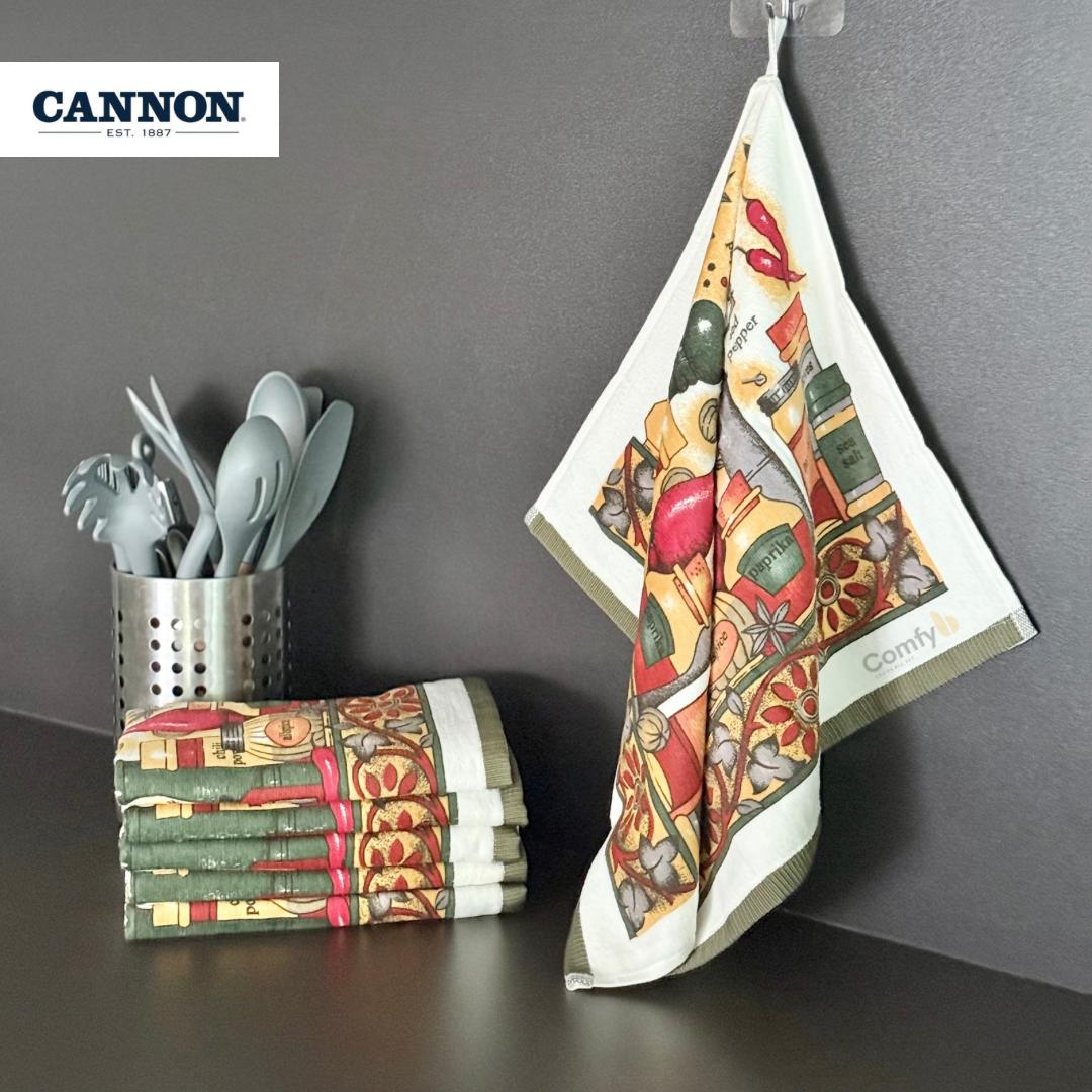 CANNON 100% COTTON TOWEL KITCHEN VELOUR SET 6 PIECES SPICES