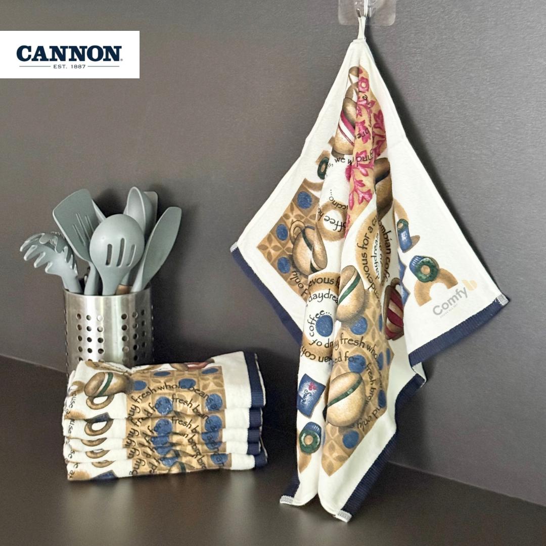 CANNON 100% COTTON TOWEL KITCHEN VELOUR SET 6 PIECES SUGAR