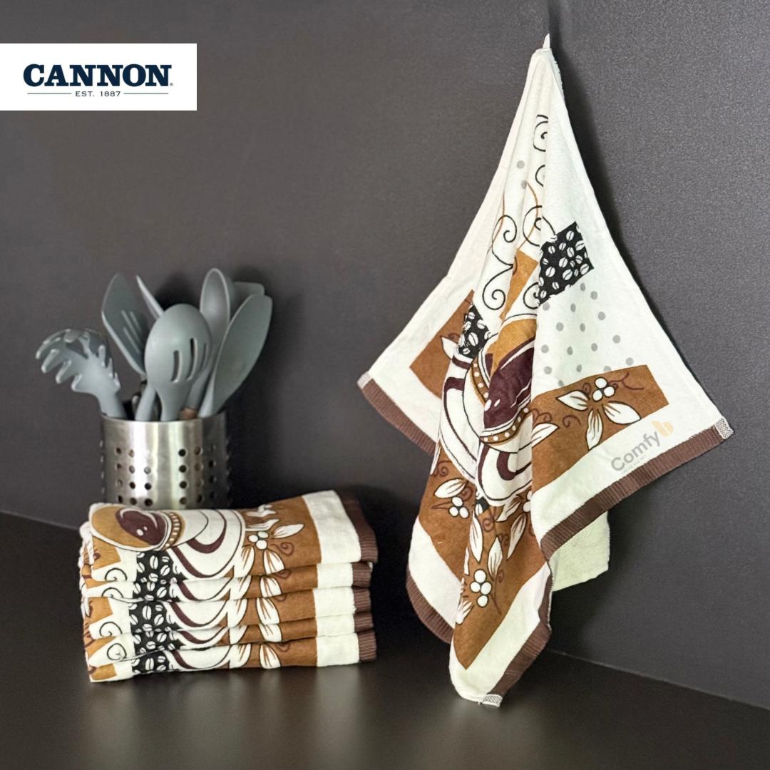 CANNON 100% COTTON TOWEL KITCHEN VELOUR SET 6 PIECES CAPPUCCINO