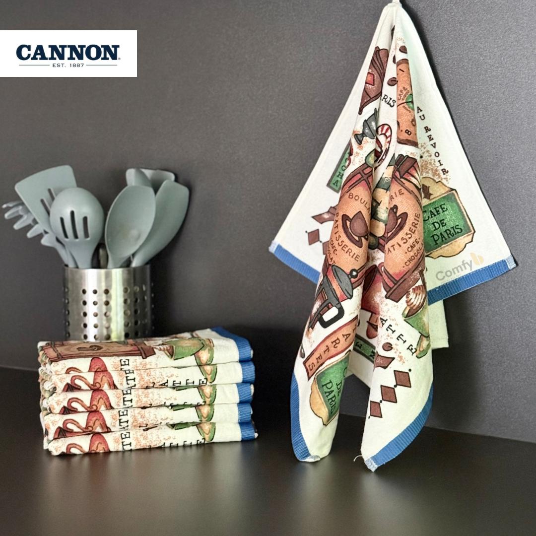 CANNON 100% COTTON TOWEL KITCHEN VELOUR SET 6 PIECES PARIS
