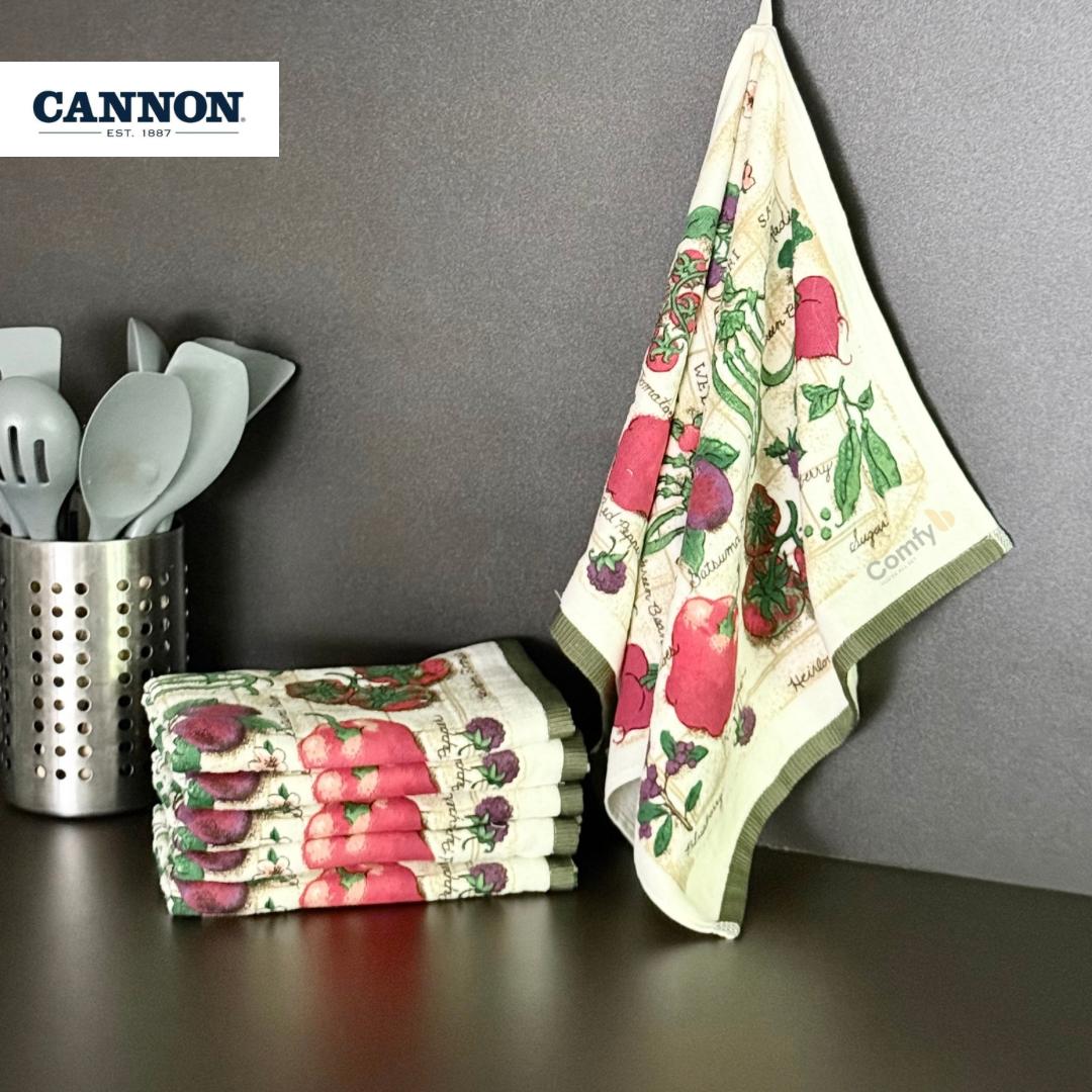 CANNON 100% COTTON TOWEL KITCHEN VELOUR SET 6 PIECES SUMMER