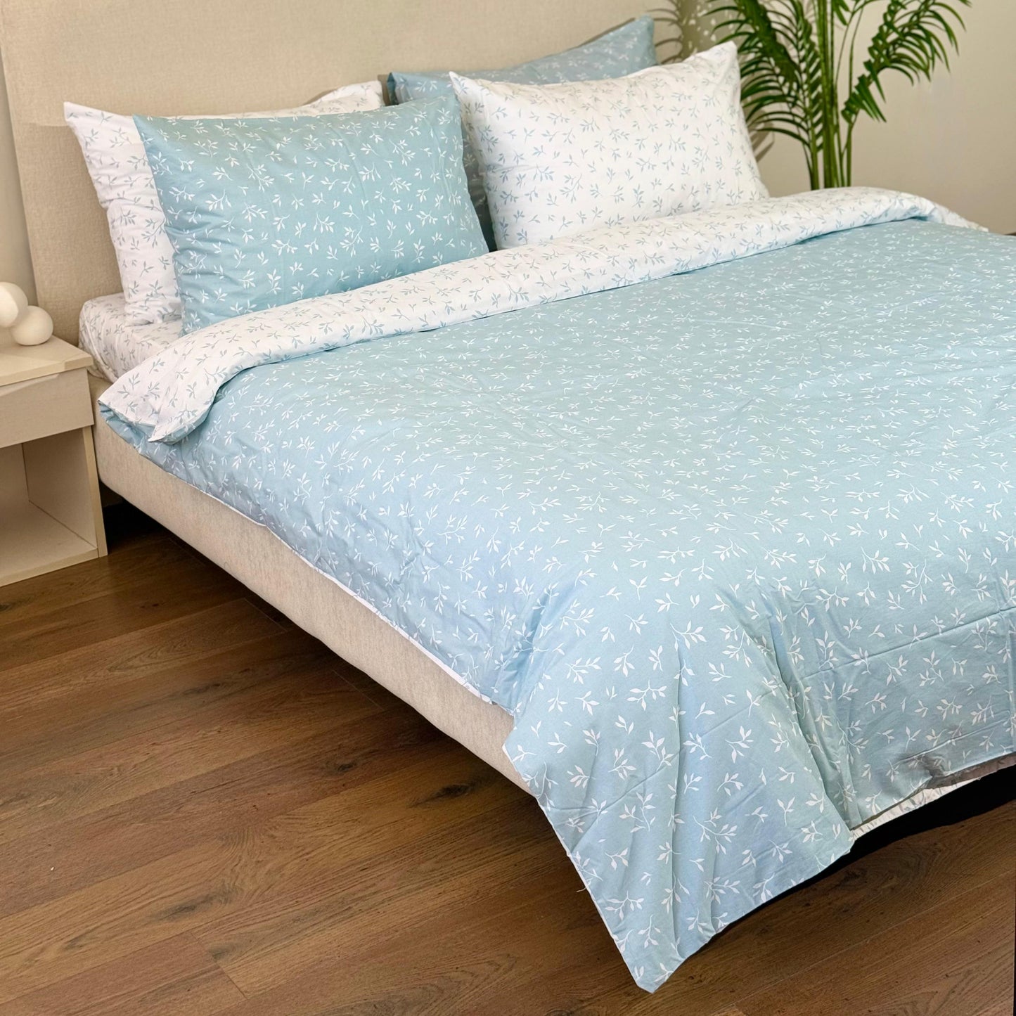 COMFYB 100% COTTON REVERSIBLE BED SET LEAF