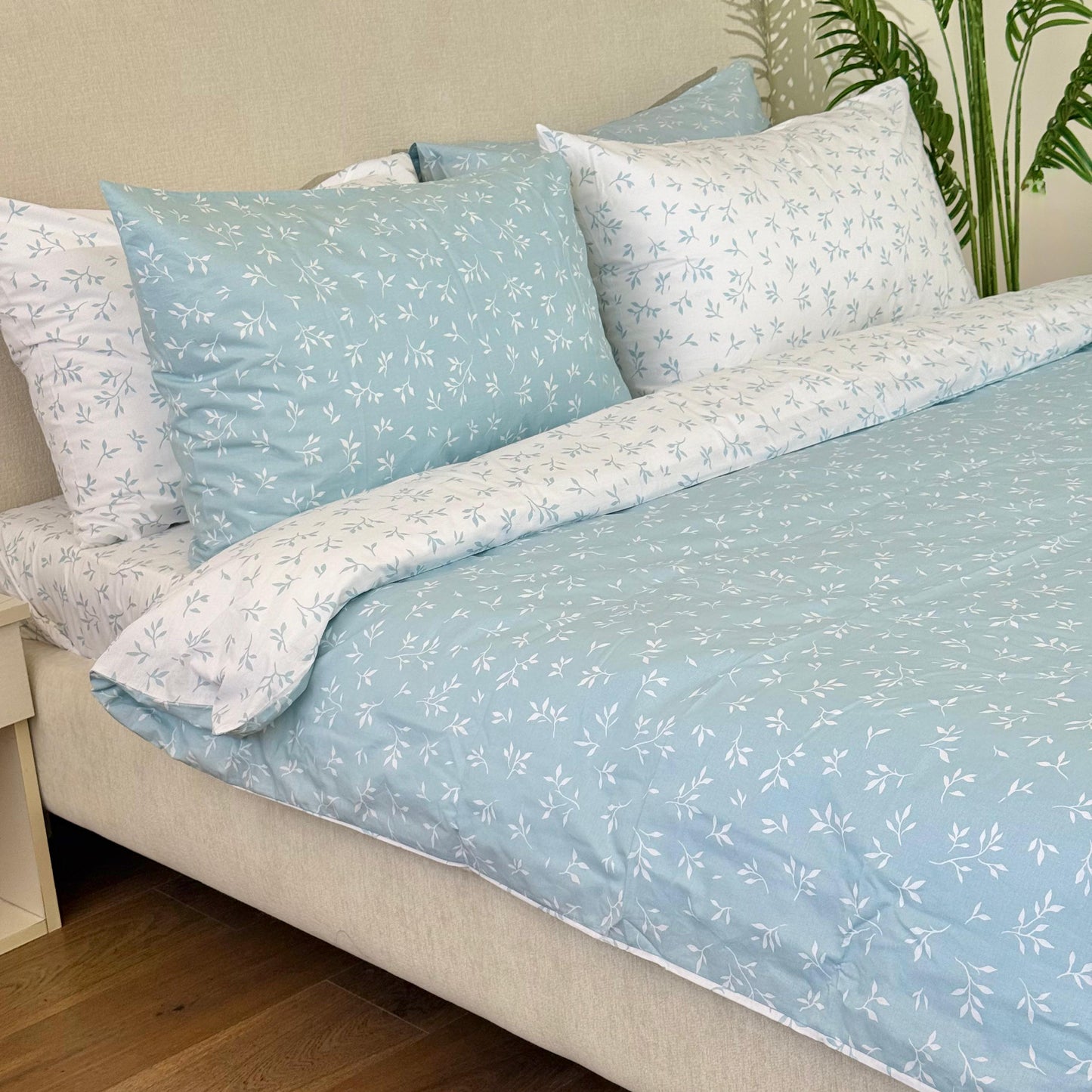 COMFYB 100% COTTON REVERSIBLE BED SET LEAF