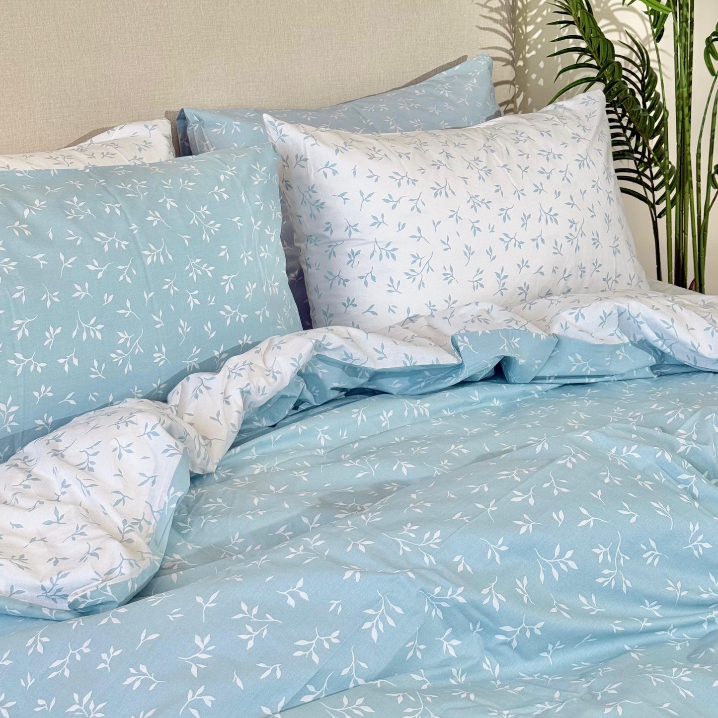 COMFYB 100% COTTON REVERSIBLE BED SET LEAF