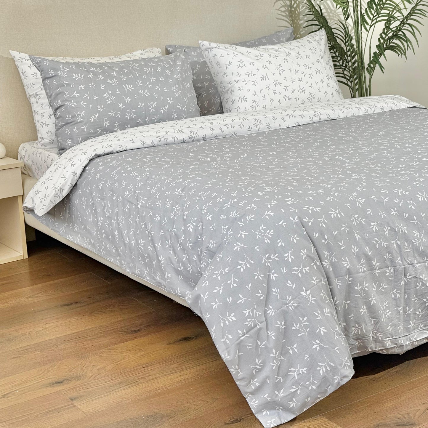 COMFYB 100% COTTON REVERSIBLE BED SET LEAF