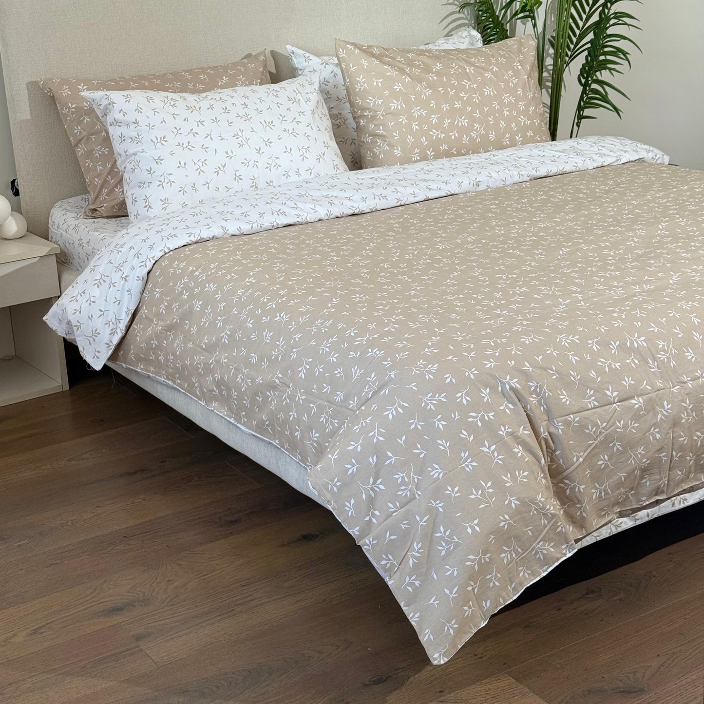 COMFYB 100% COTTON REVERSIBLE BED SET LEAF