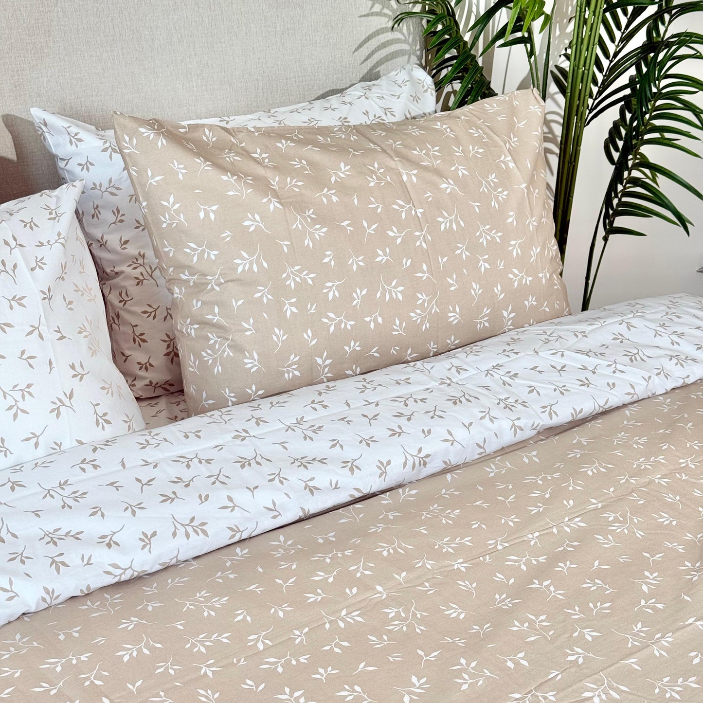 COMFYB 100% COTTON REVERSIBLE BED SET LEAF