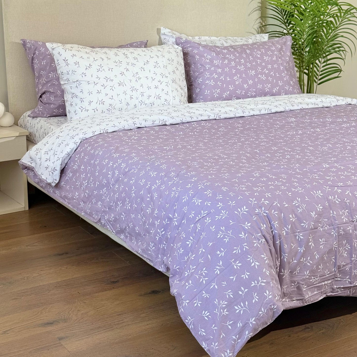 COMFYB 100% COTTON REVERSIBLE BED SET LEAF