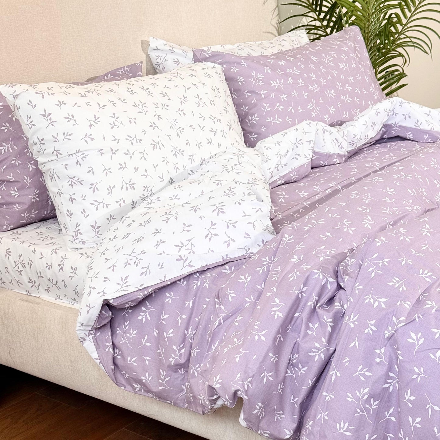 COMFYB 100% COTTON REVERSIBLE BED SET LEAF