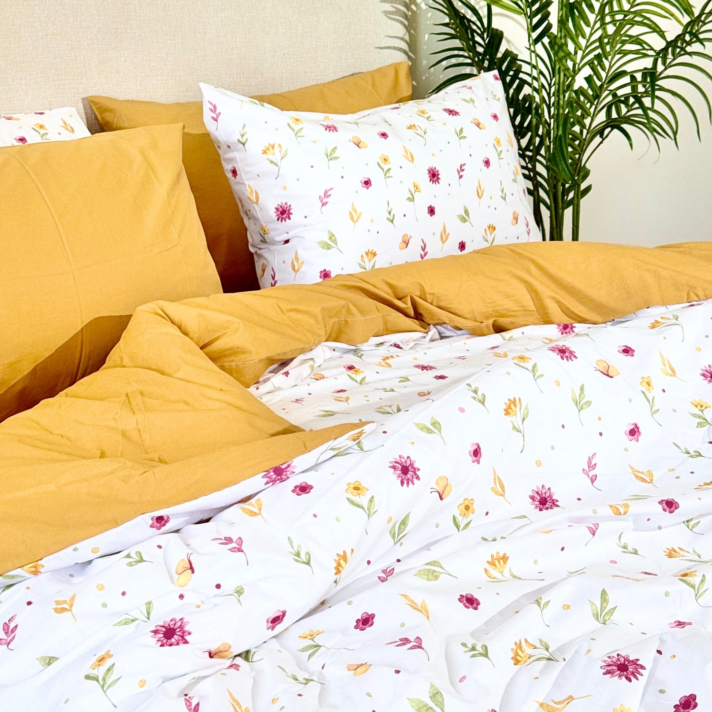 COMFYB 100% COTTON REVERSIBLE BED SET SUNFLOWER