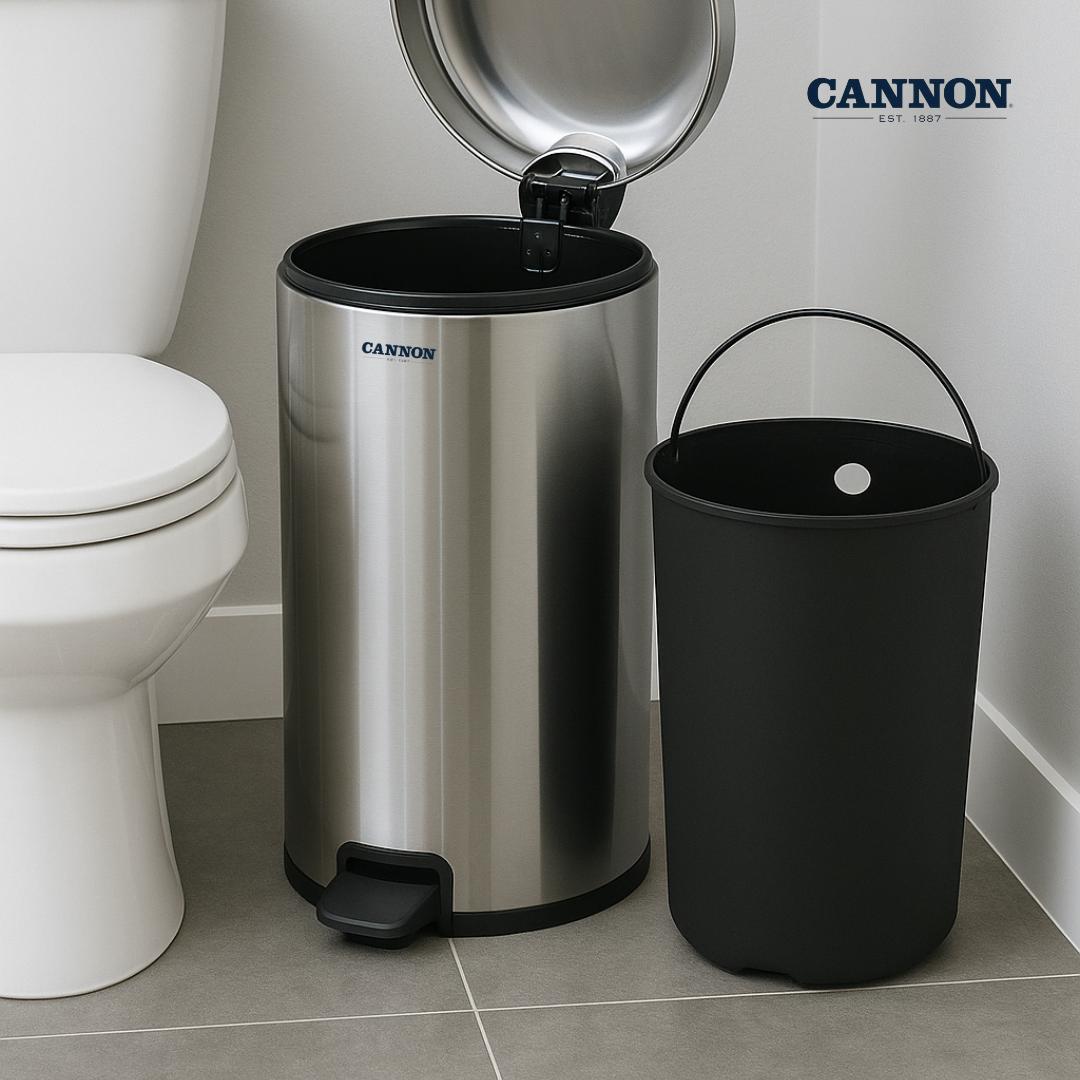 CANNON PEDAL TRASH CAN WITH LID ROUND 12 LITERS