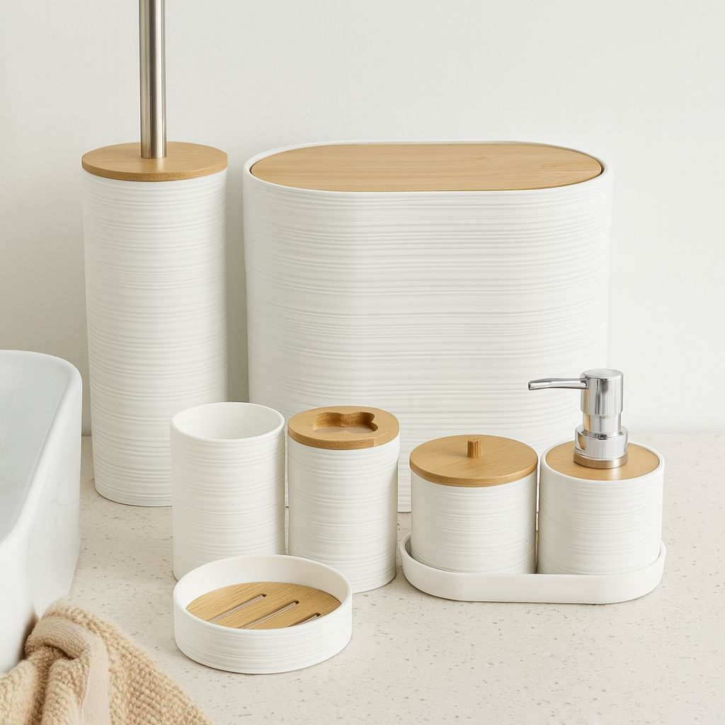 VILO BATHROOM SET 8 PIECES WITH BAMBOO