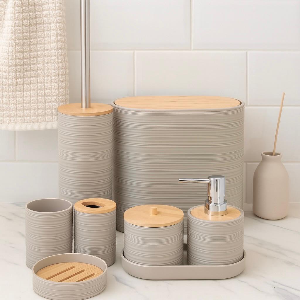 VILO BATHROOM SET 8 PIECES WITH BAMBOO