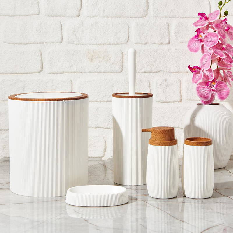 OKY BELLA WOOD BATHROOM SET ROUND 5 PIECE