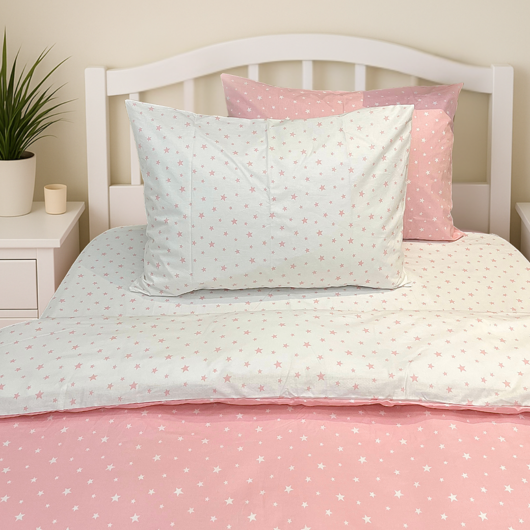 COMFYB 100% COTTON STARS REVERSIBLE BED SET 4 PIECES
