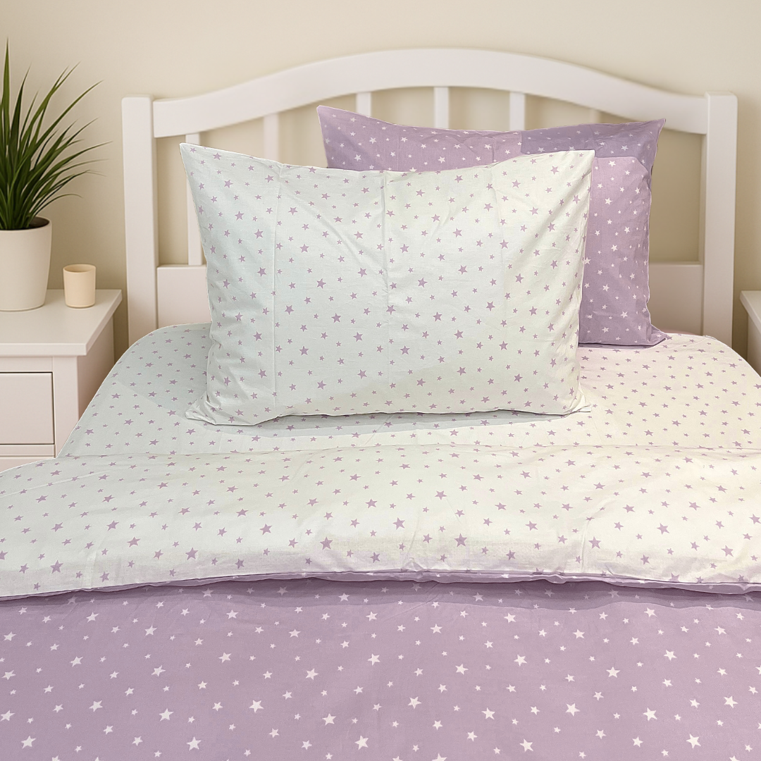 COMFYB 100% COTTON STARS REVERSIBLE BED SET 4 PIECES