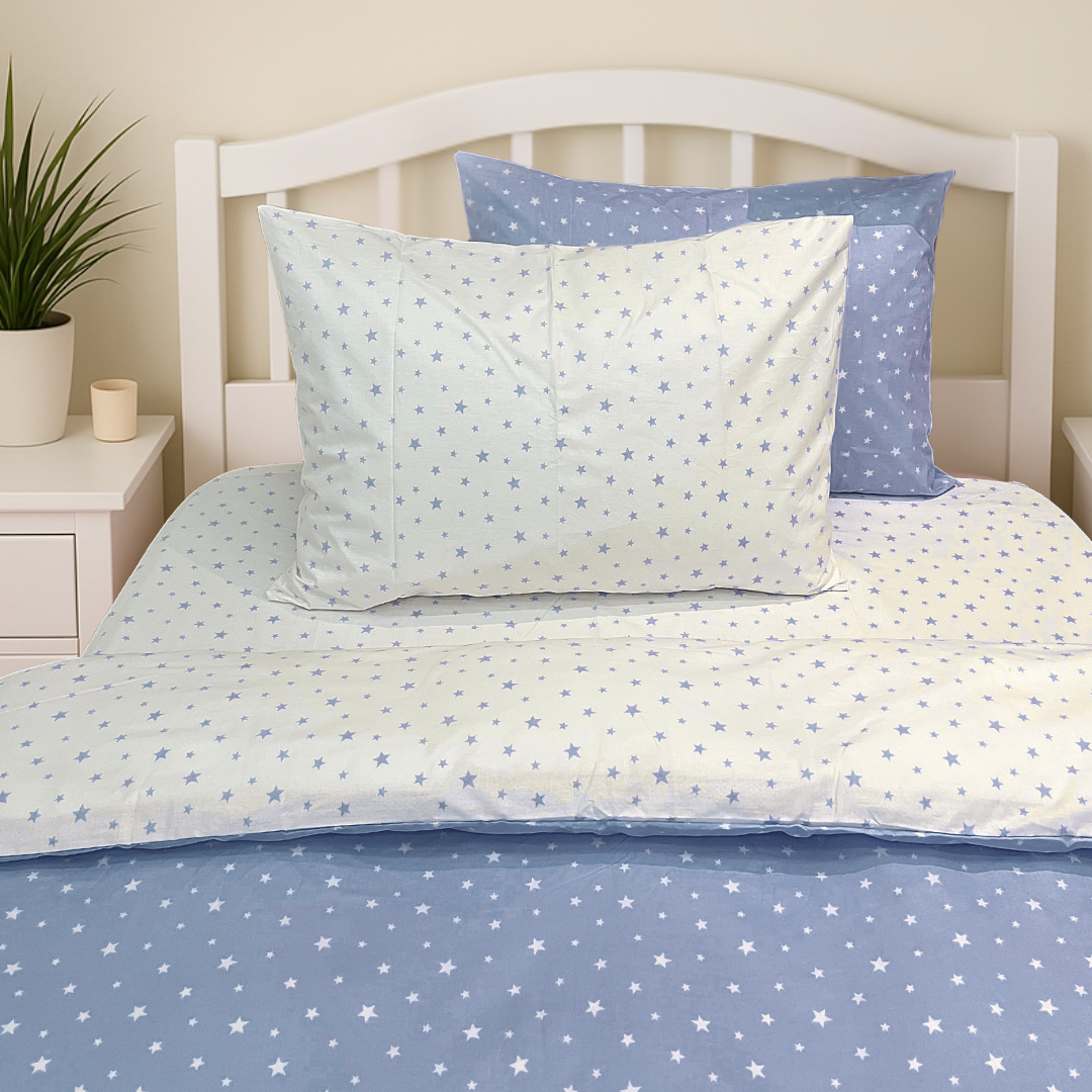 COMFYB 100% COTTON STARS REVERSIBLE BED SET 4 PIECES