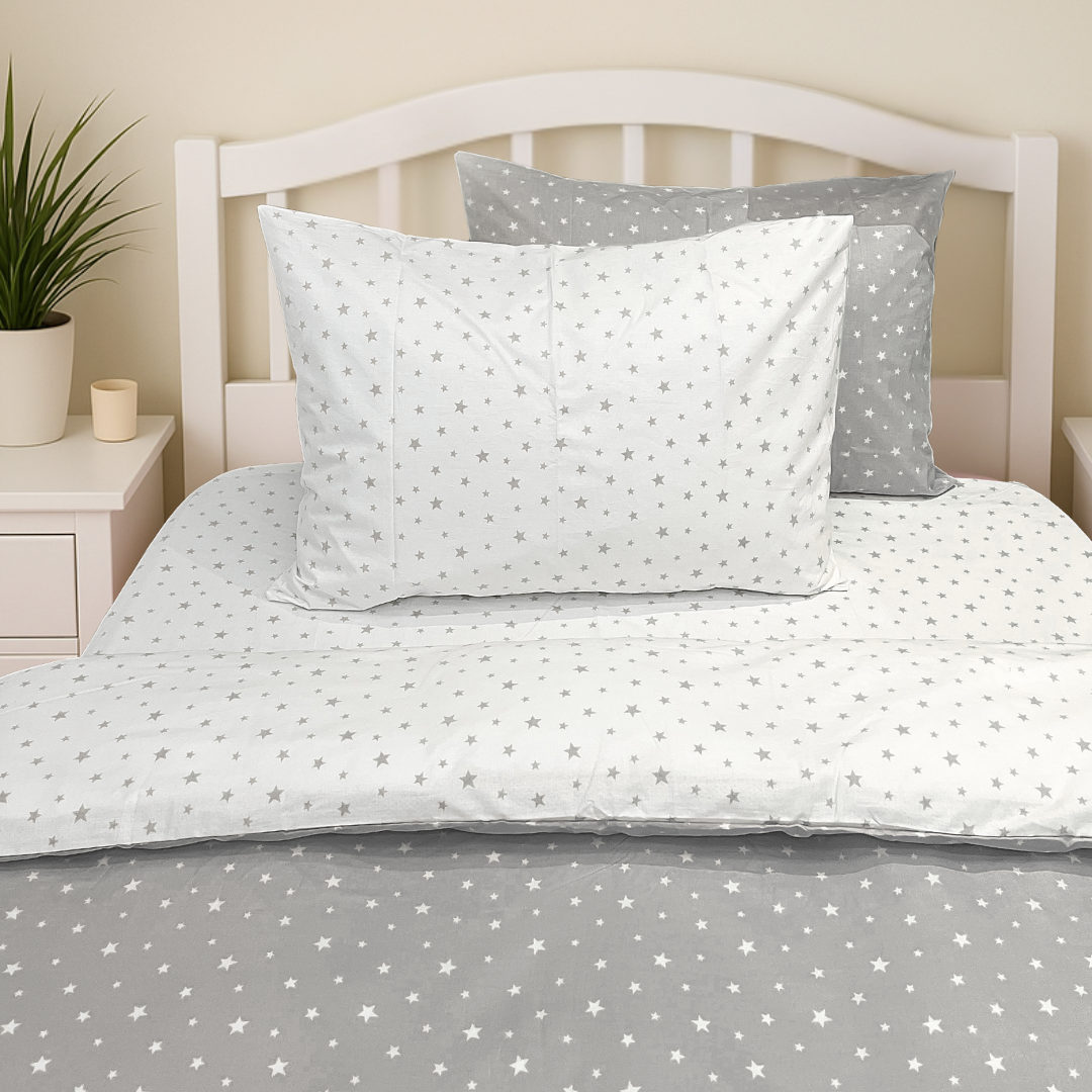 COMFYB 100% COTTON STARS REVERSIBLE BED SET 4 PIECES