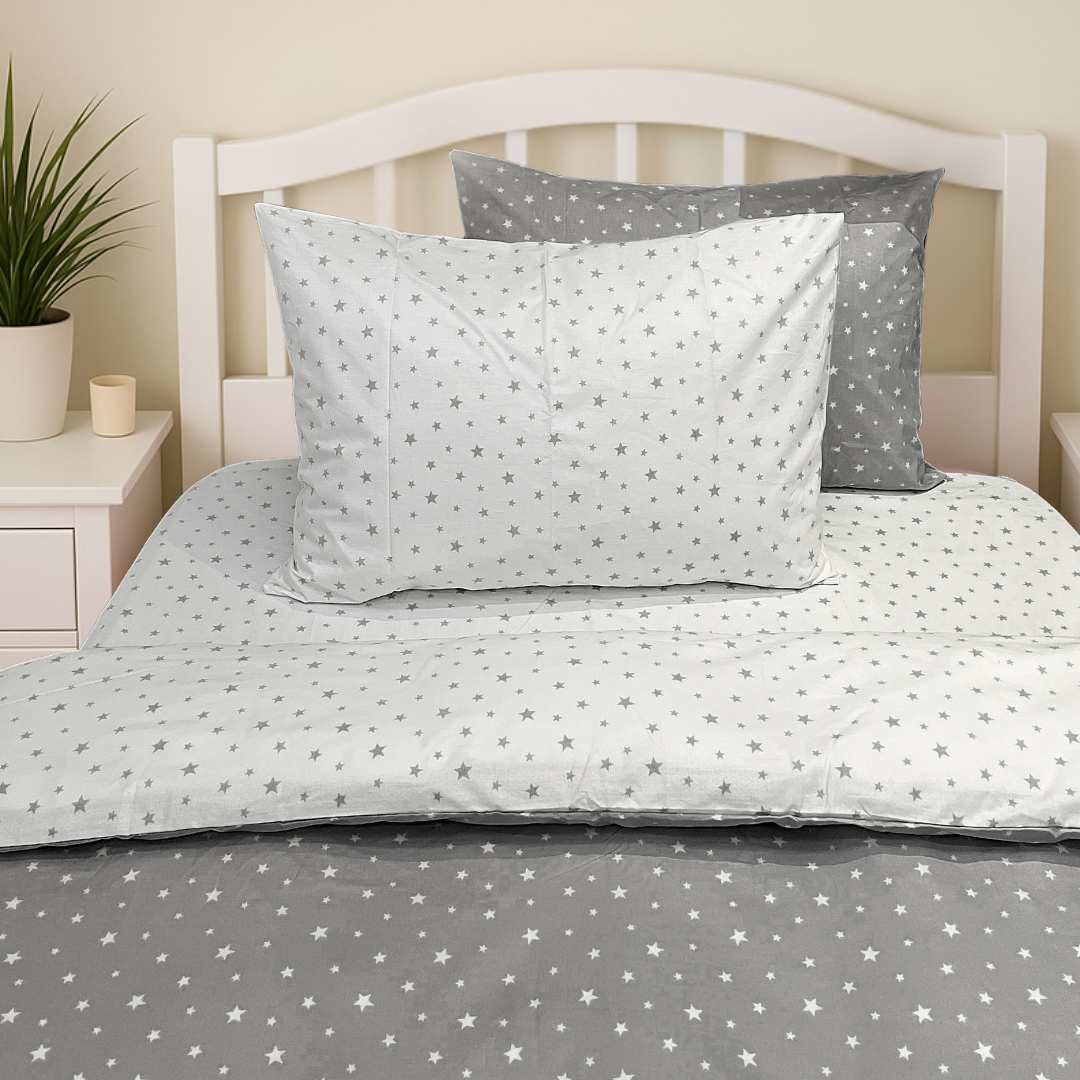 COMFYB 100% COTTON STARS REVERSIBLE BED SET 4 PIECES