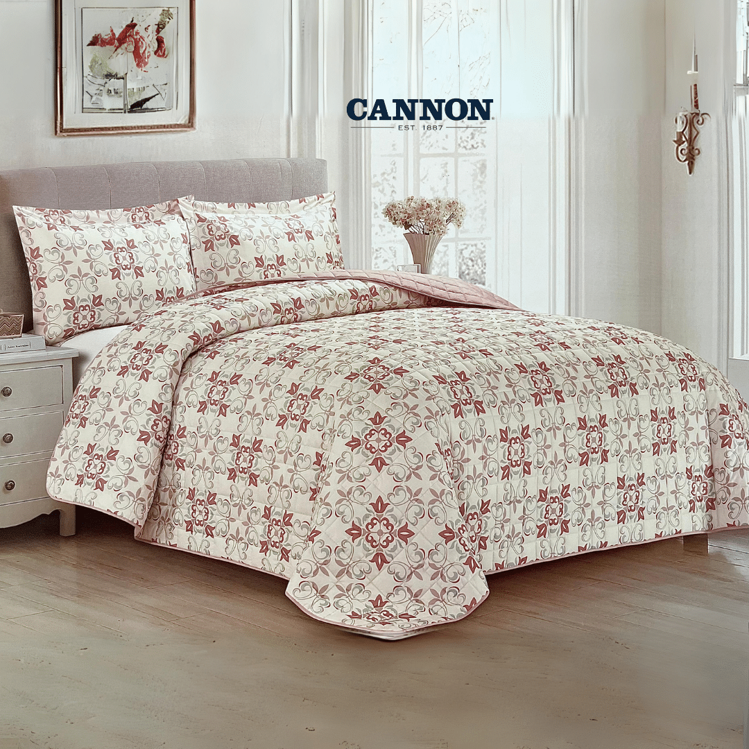 CANNON 100% COTTON PRINTED BEDSPREAD SET