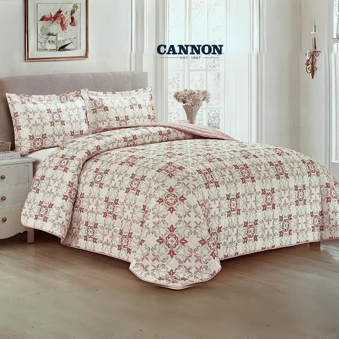 CANNON 100% COTTON PRINTED BEDSPREAD SET