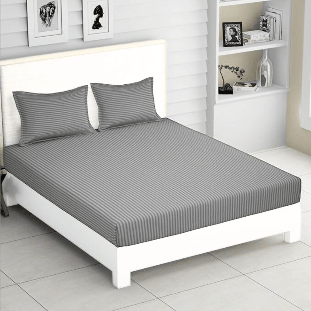 Give your bedroom an elegant makeover with this cost effective 90 GSM fitted sheet set featuring a remarkable design, made of high quality double brushed microfiber for extra smoothness and durability. Set is available in multiple colors and in three sizes. SINGLE SIZE: 2 fitted sheets 120×200 cm + 2 pillow cases 50×75 cm DOUBLE SIZE: 1 fitted sheet 180×200 cm + 2 pillow cases 50×75 cm KING SIZE: 1 fitted sheet 200×200 cm + 2 pillow cases 50×75 cm