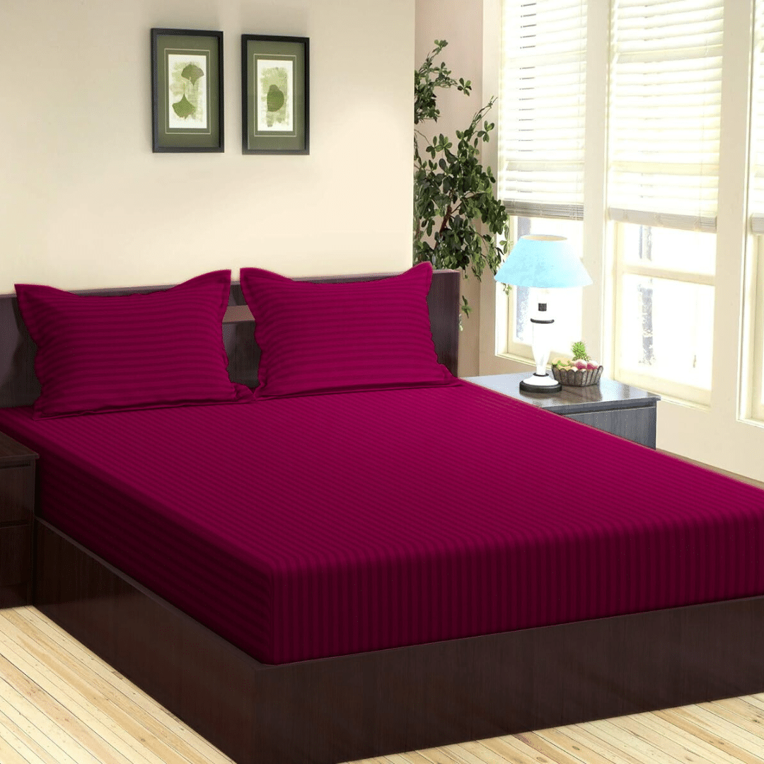 Give your bedroom an elegant makeover with this cost effective 90 GSM fitted sheet set featuring a remarkable design, made of high quality double brushed microfiber for extra smoothness and durability. Set is available in multiple colors and in three sizes. SINGLE SIZE: 2 fitted sheets 120×200 cm + 2 pillow cases 50×75 cm DOUBLE SIZE: 1 fitted sheet 180×200 cm + 2 pillow cases 50×75 cm KING SIZE: 1 fitted sheet 200×200 cm + 2 pillow cases 50×75 cm
