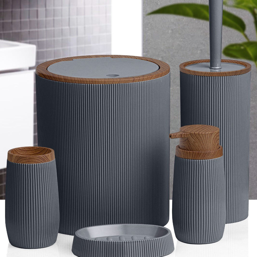 OKY BELLA WOOD BATHROOM SET ROUND 5 PIECE