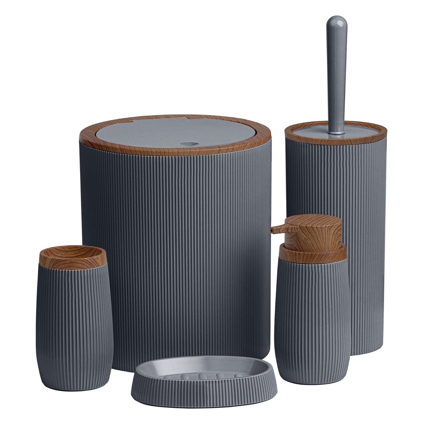 OKY BELLA WOOD BATHROOM SET ROUND 5 PIECE