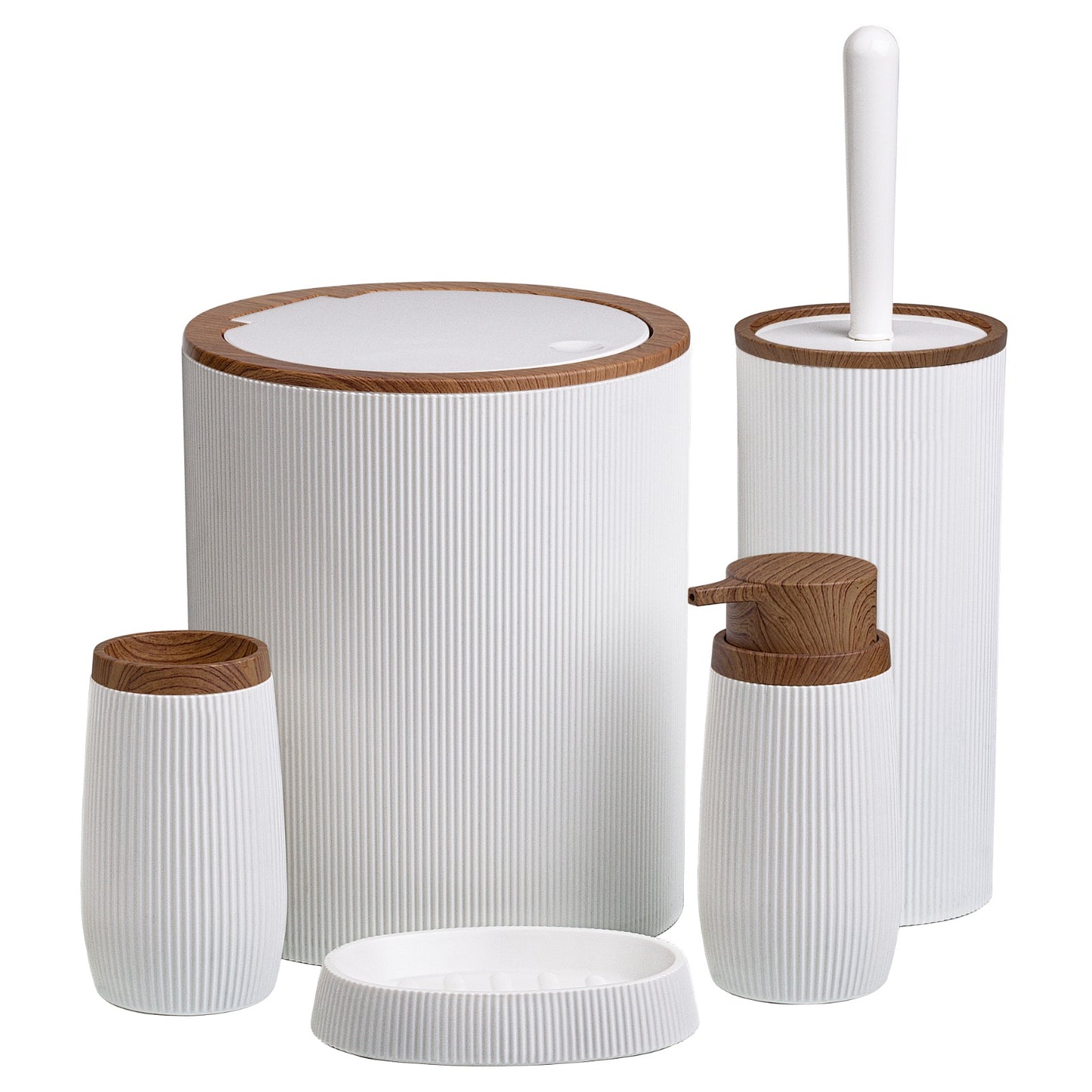 OKY BELLA WOOD BATHROOM SET ROUND 5 PIECE