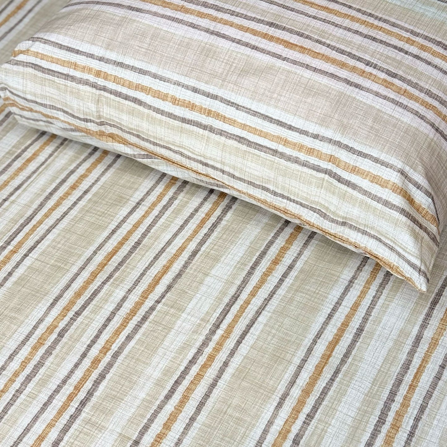 COMFYB 100% COTTON FITTED SHEET SET STRIPED
