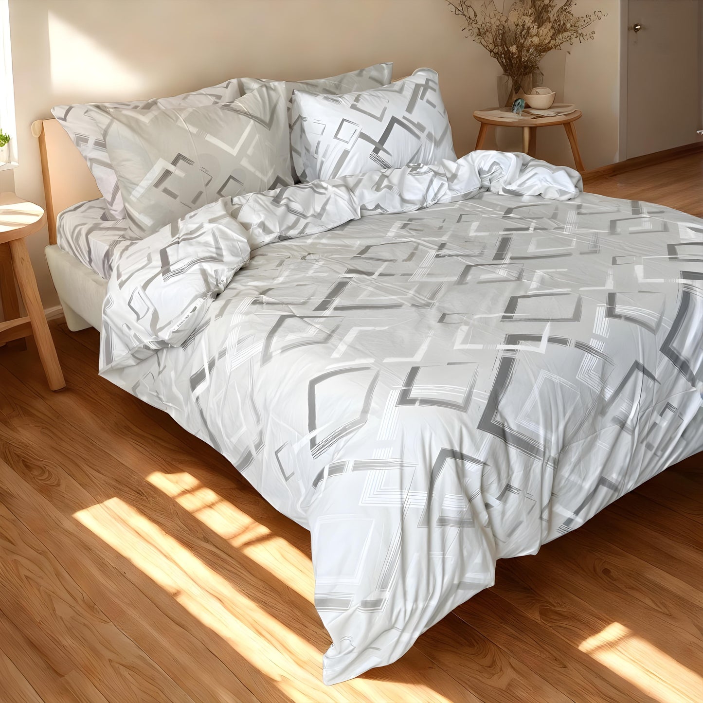 COMFYB 100% COTTON REVERSIBLE BED SET GEOM