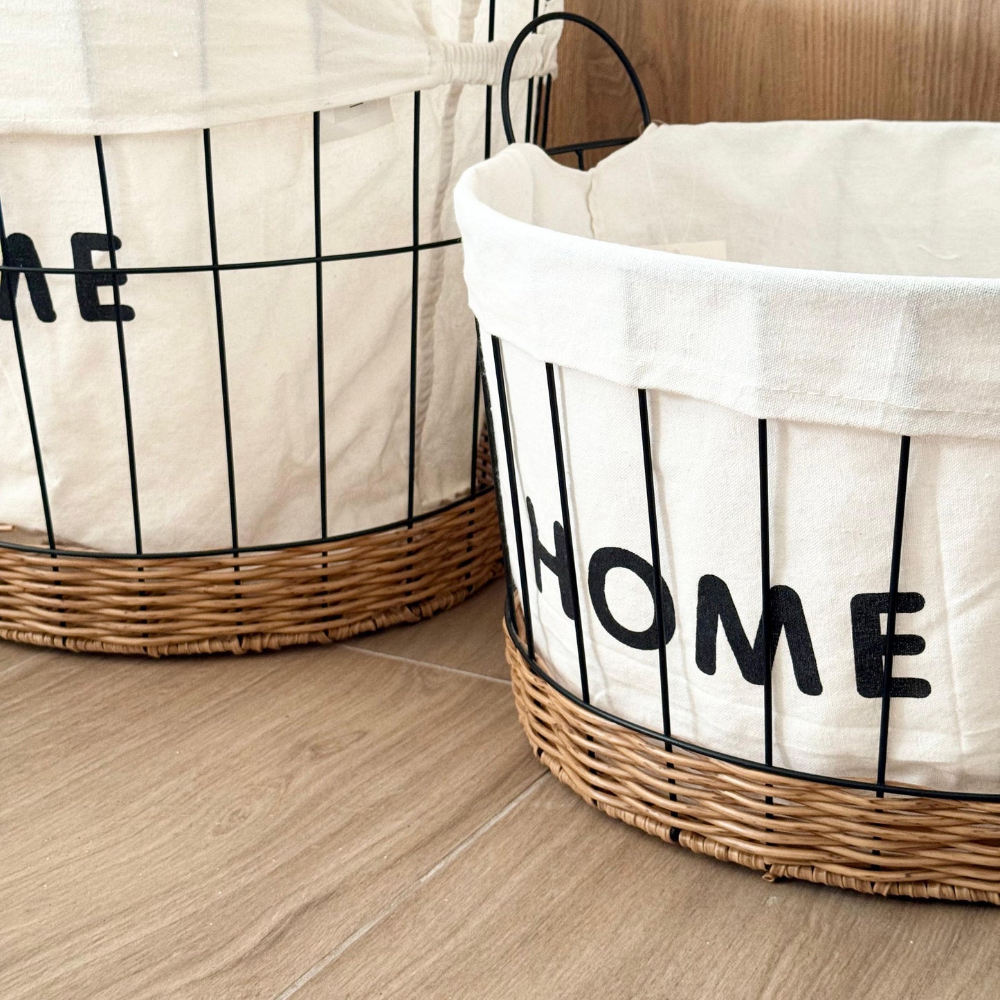 HOME ROUND STORAGE BASKETS WITH HANDLES