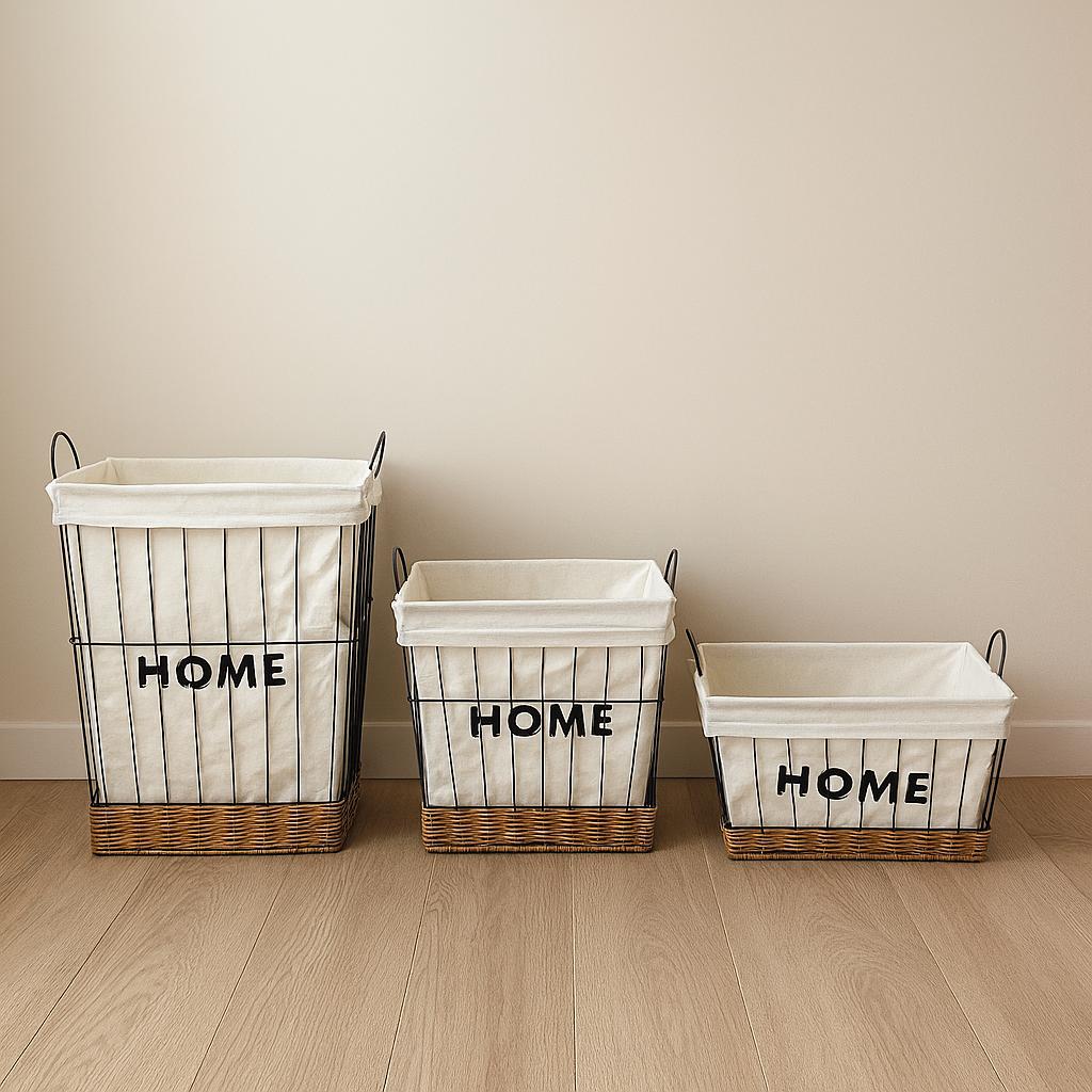 HOME SQUARE STORAGE BASKETS WITH HANDLES