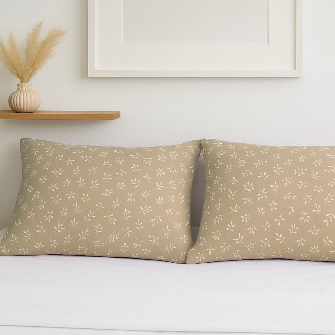 COMFYB 1005 COTTON PRINTED PILLOWCASES LEAF1
