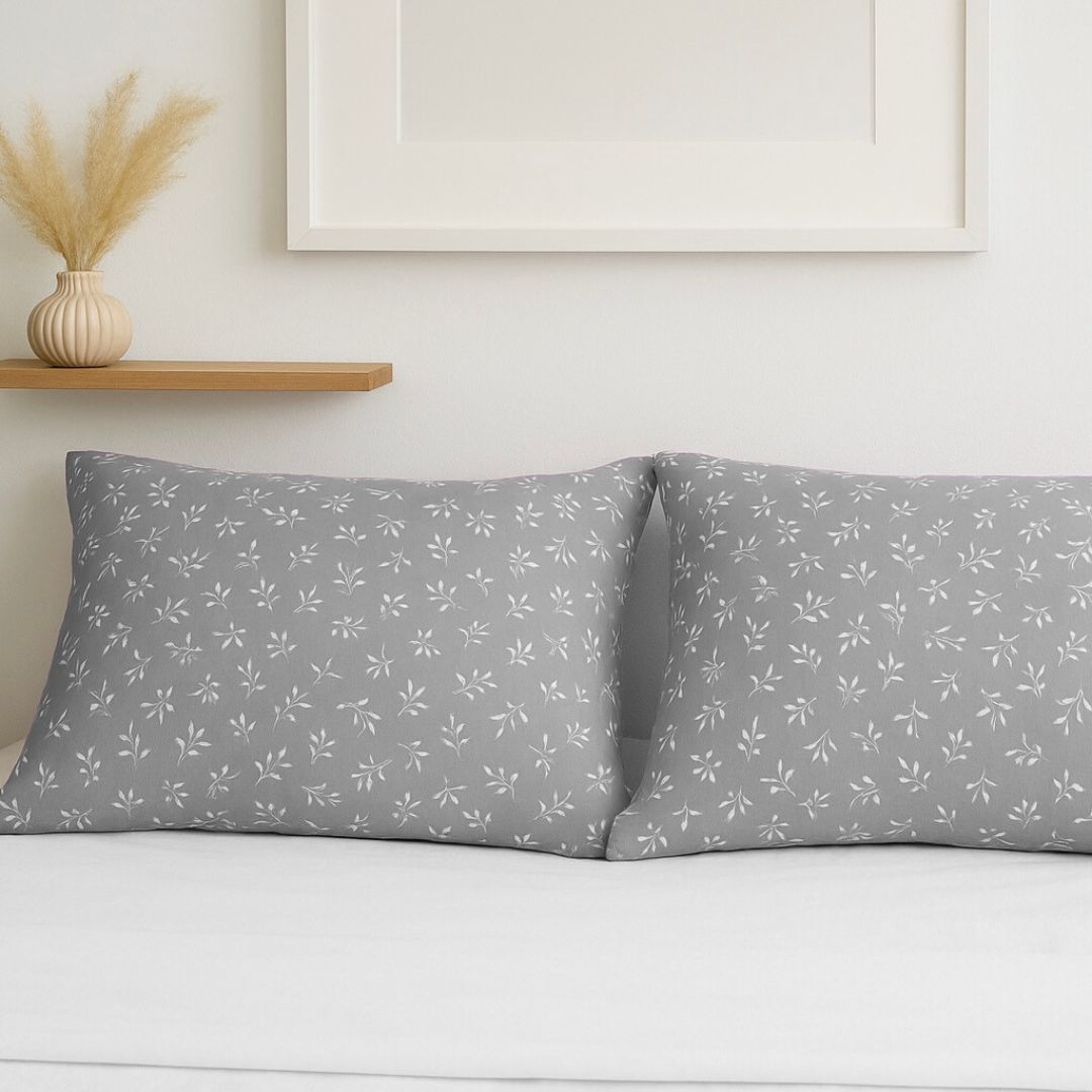 COMFYB 1005 COTTON PRINTED PILLOWCASES LEAF1