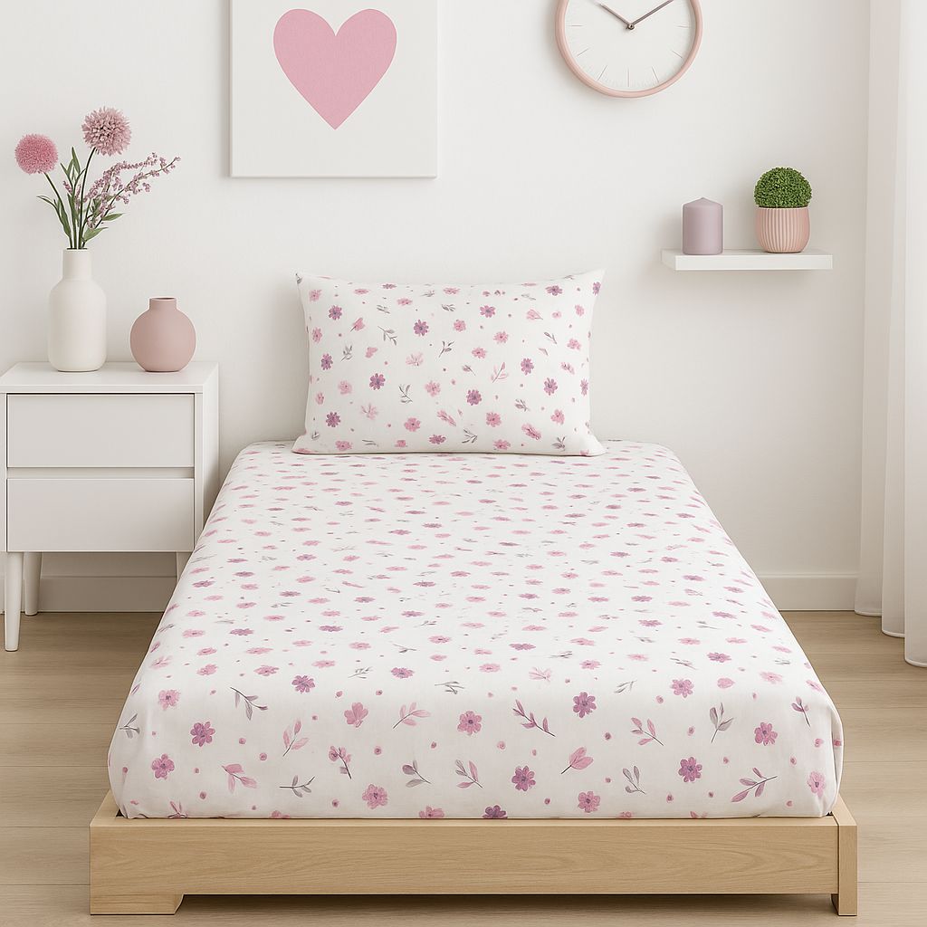 COMFYB 100% COTTON PRINTED FITTED SHEET SET SUNFLOWER2