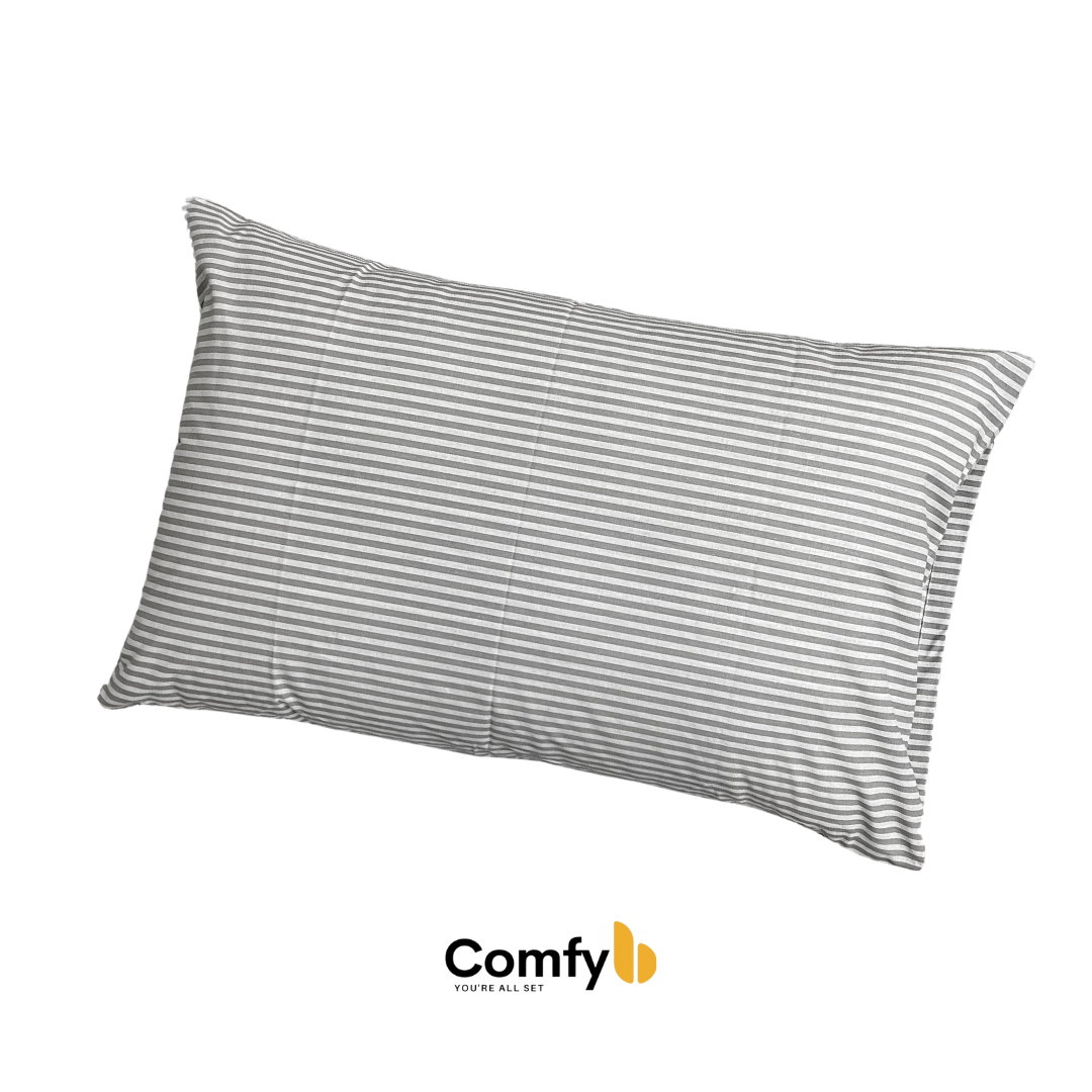 COMFYB STRIPES POLY COTTON SOLID PILLOWCASES 2 PIECES