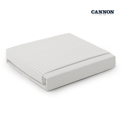CANNON DOTS & STRIPE POLY COTTON 50/50 SOLID FITTED SHEET SET