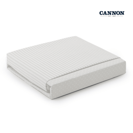CANNON DOTS & STRIPE POLY COTTON 50/50 SOLID FITTED SHEET SET