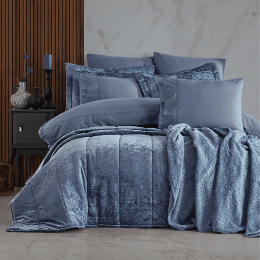 ZANET BRIDAL COMFORTER SET BLUE 10-PIECES