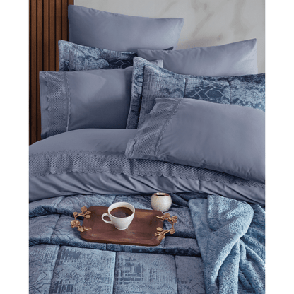 ZANET BRIDAL COMFORTER SET BLUE 10-PIECES