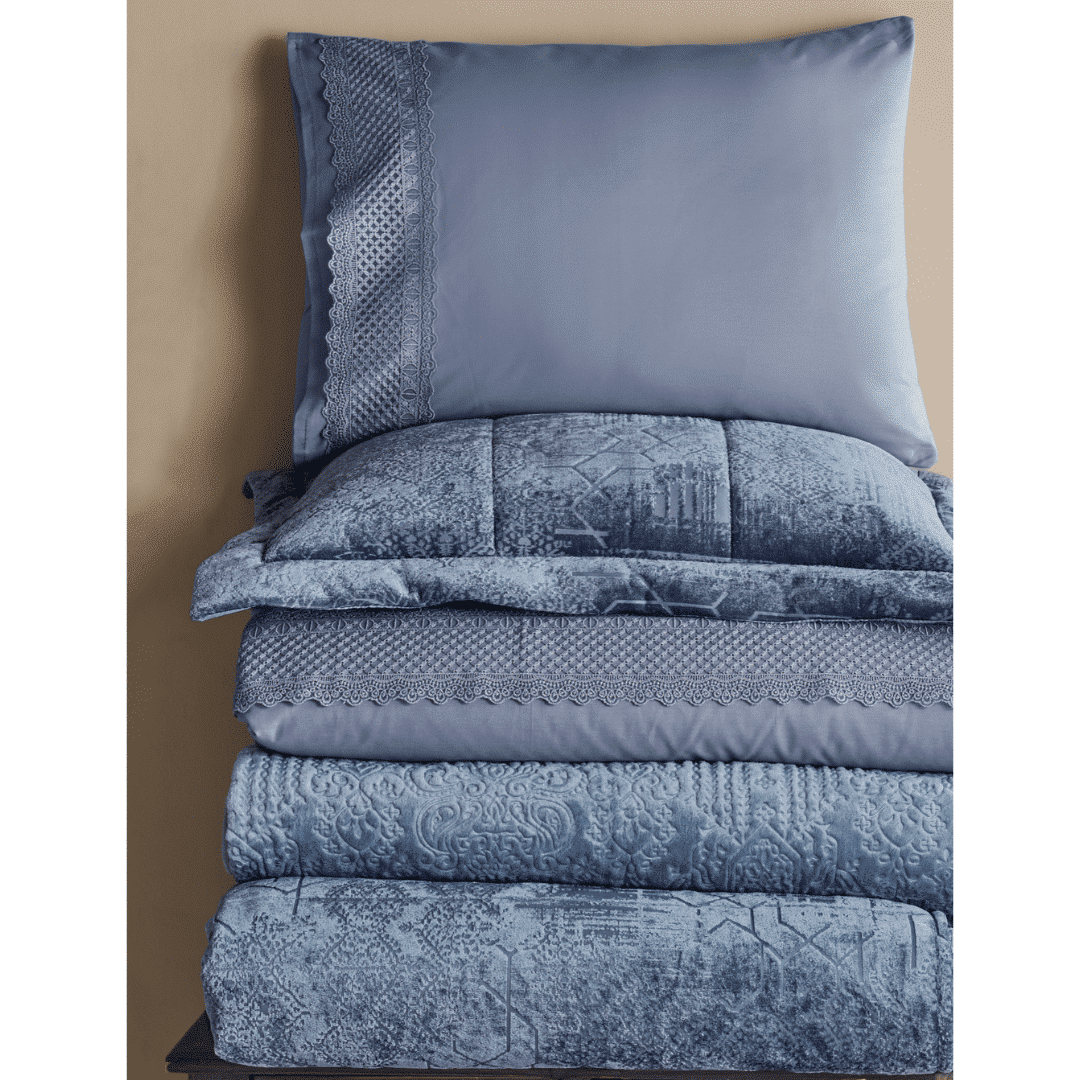 ZANET BRIDAL COMFORTER SET BLUE 10-PIECES