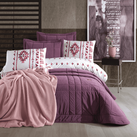WEPON BRIDAL COMFORTER SET 8-PIECE GRAPE