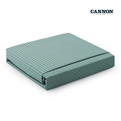 CANNON DOTS & STRIPE POLY COTTON 50/50 SOLID FITTED SHEET SET