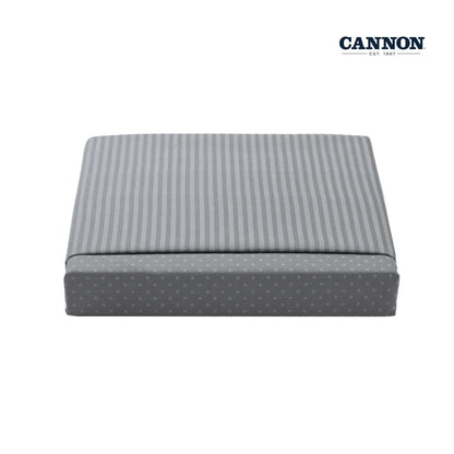 CANNON DOTS & STRIPE POLY COTTON 50/50 SOLID FITTED SHEET SET