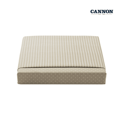 CANNON DOTS & STRIPE POLY COTTON 50/50 SOLID FITTED SHEET SET